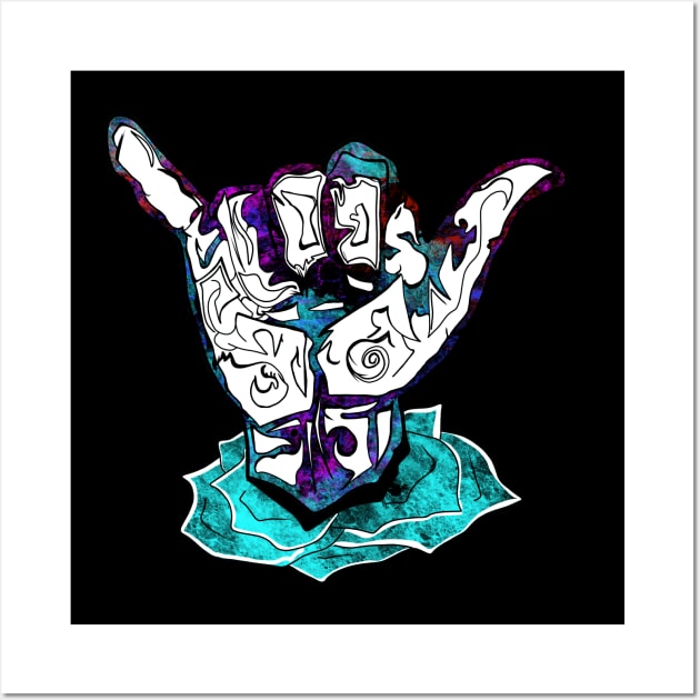 Hang Loose - hand signal and rose design Wall Art by v_art9